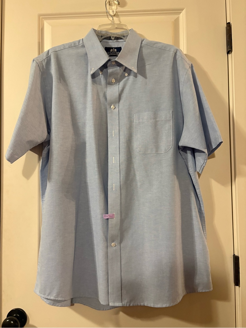 Stafford Light Blue Short Sleeve Button-Down Oxford Shirt